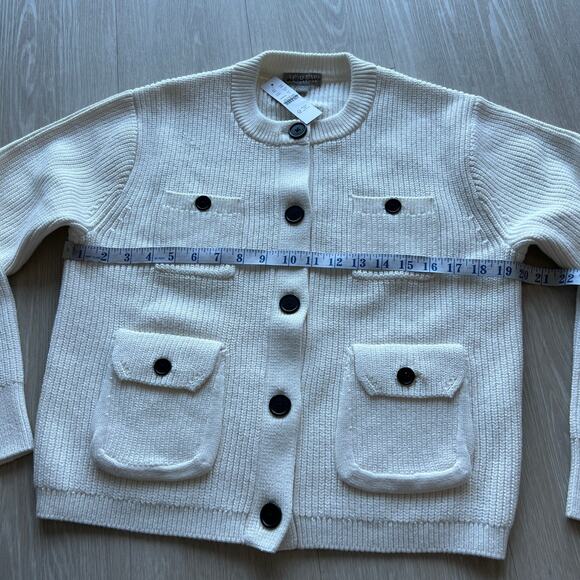J Crew Four Pocket Cardigan Womens Small White Flaw - Picture 5 of 13